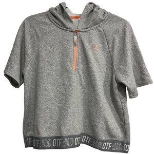 Orange Theory Cropped Gray Womens Hoodie Quarter Zip Workout Activewear Sz S